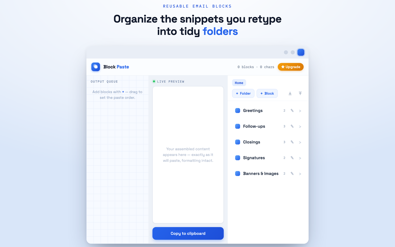 Organize reusable blocks into folders